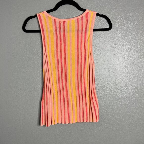 NWT One Grey Day Lightweight Viscose Knit Tank Stripe Pink Yellow‎ XS - Picture 6 of 6
